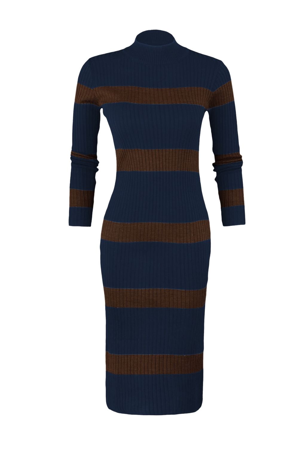 TRENDYOLMILLA Lacivert Midi Triko Cizgili Elbise TWOAW23EL00226 фото 13