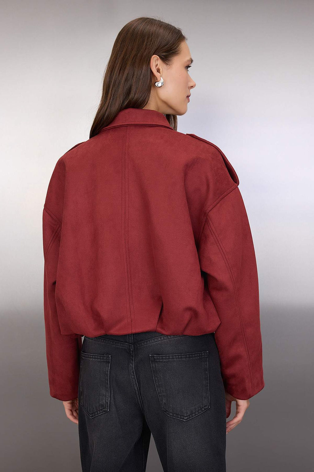 Haki Oversize Kal?p Suet Bomber Ince Ceket Mont TWOAW26MO00125 - Trendyolmilla фото 5