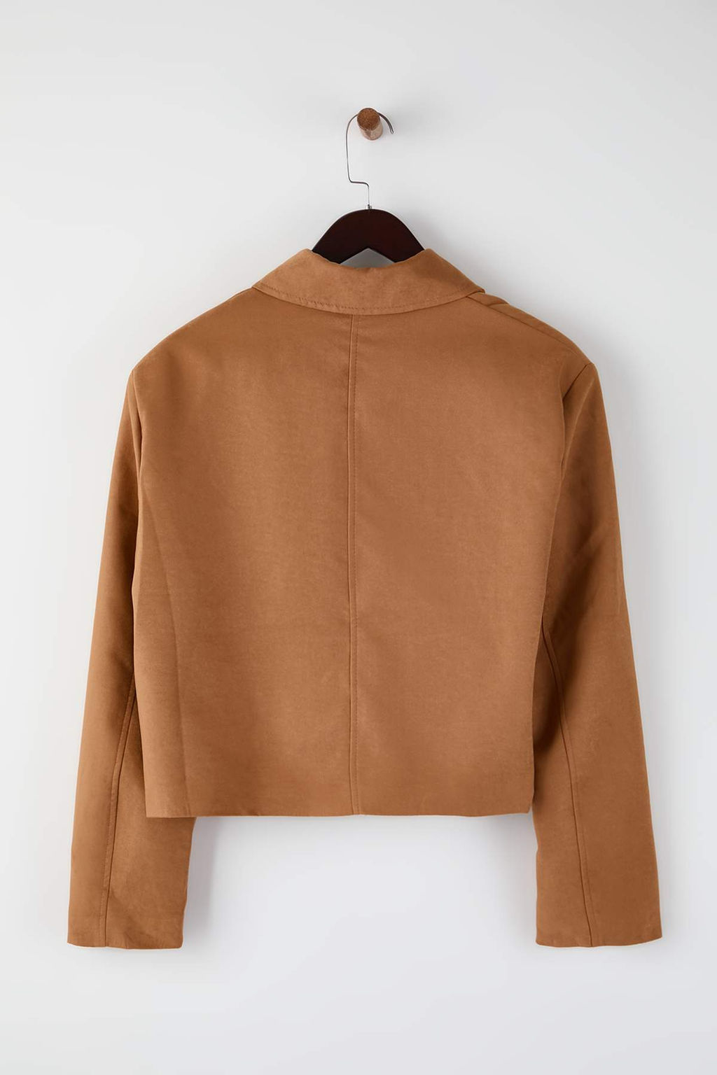 Kahverengi K?sa Dugmeli Genis/Rahat Kal?p Dokuma Suet Ceket TWOAW26CE00064