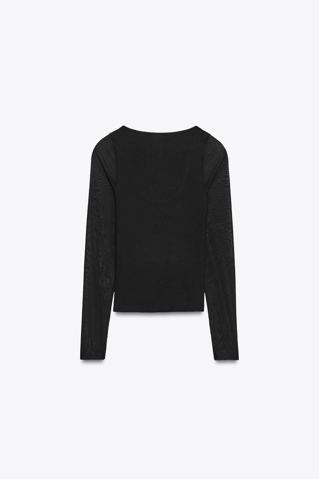 SEMI-SHEER COMBINED T-SHIRT - Zara фото 6