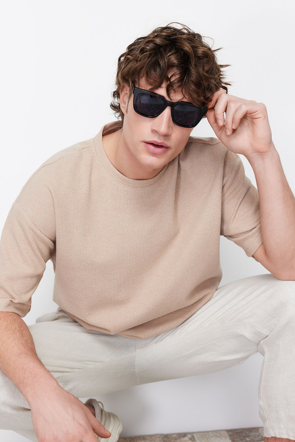 TRENDYOL MAN Basic Bordo Oversize/Genis Kesim Dokulu Waffle K?sa Kol T-Shirt TMNSS22TS00049 - Trendyolmilla фото 16