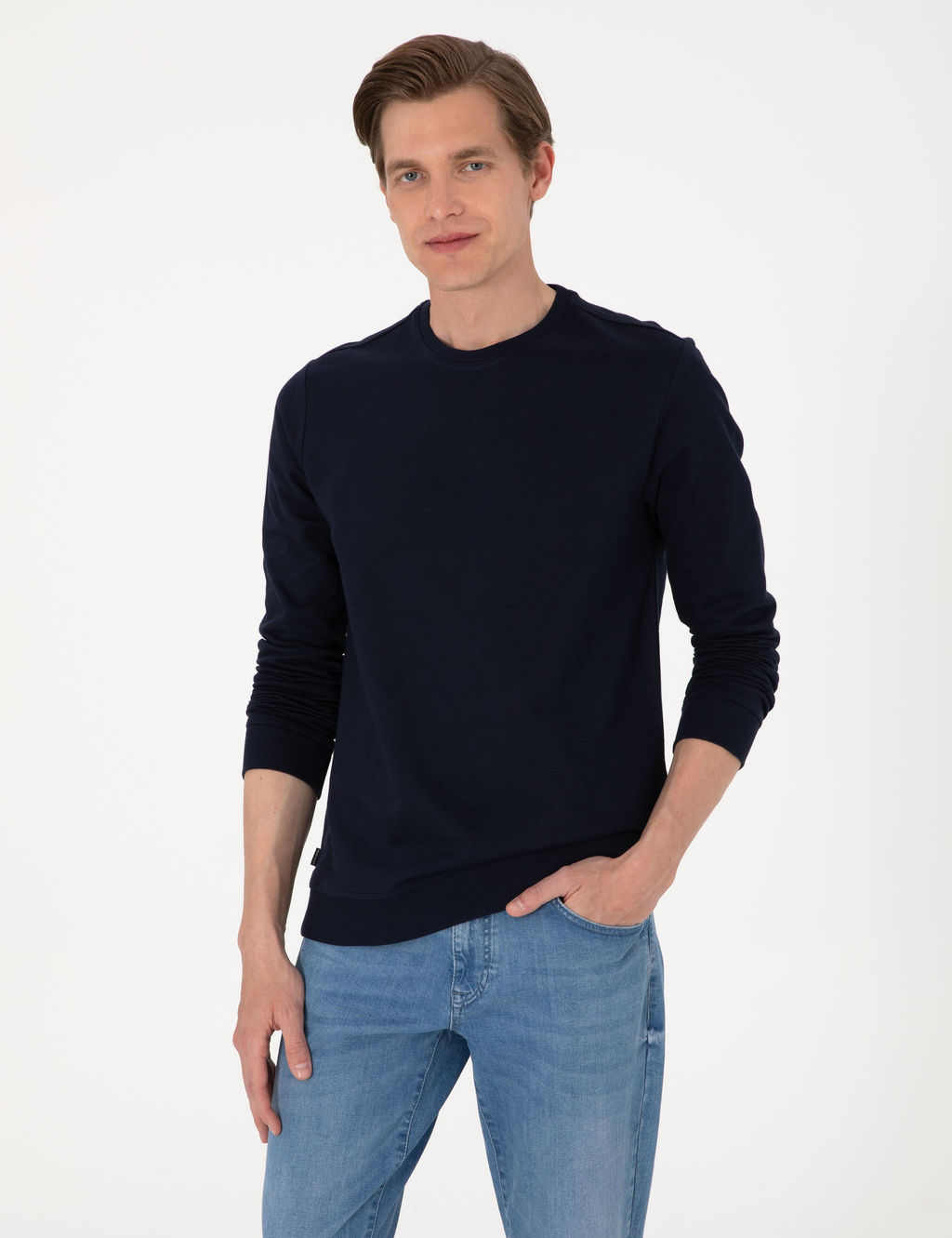 Lacivert 2 _plik Regular Fit Bisiklet Yaka Basic Sweatshirt