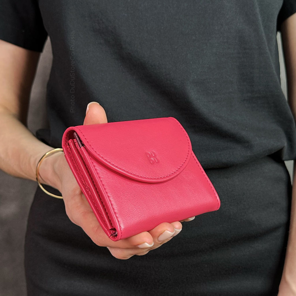 Кошелек кожаный DuDu серии Malaga | малиновый - Dudubags фото 7