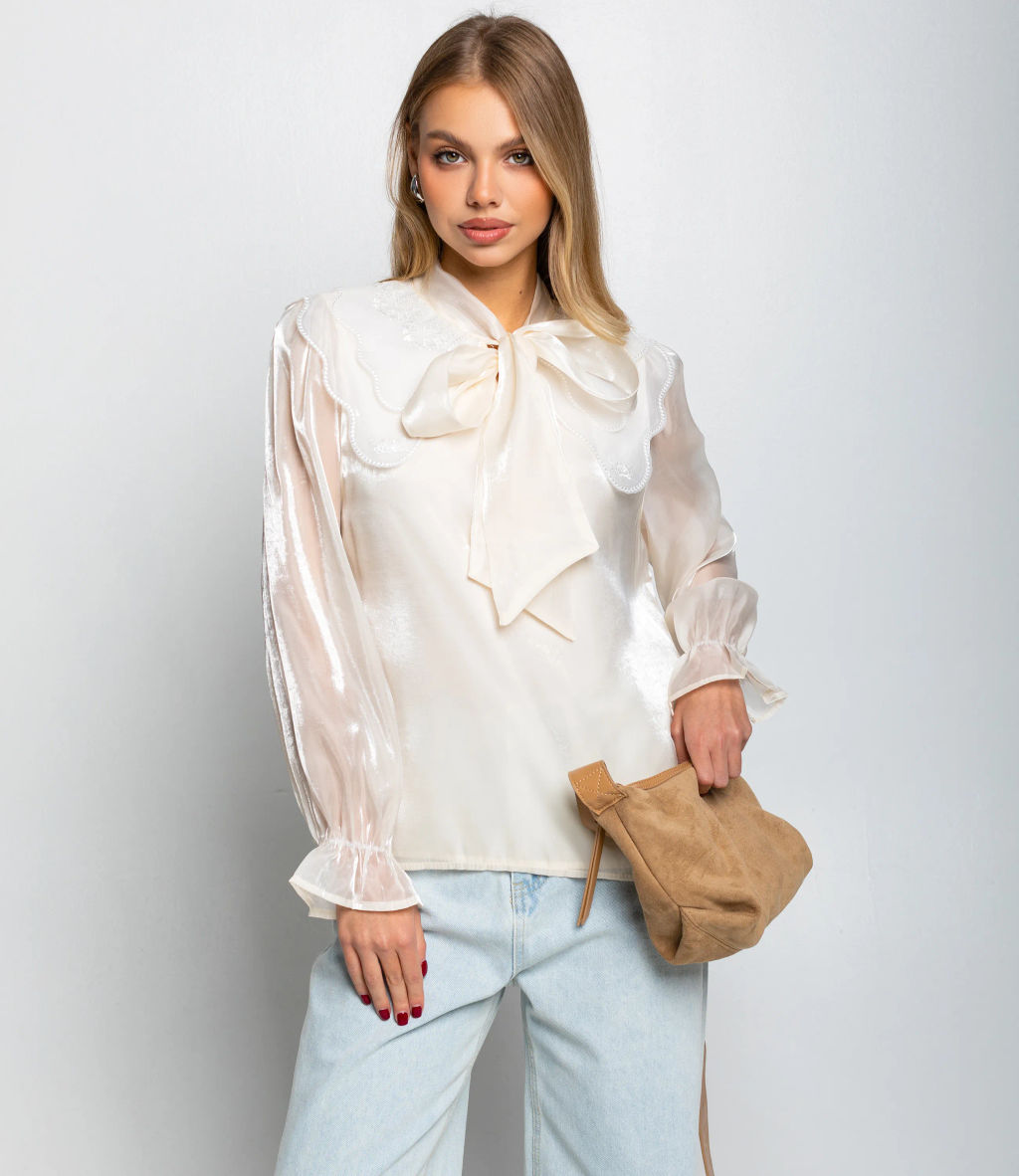 Блуза #КТ977 (2), кремовый