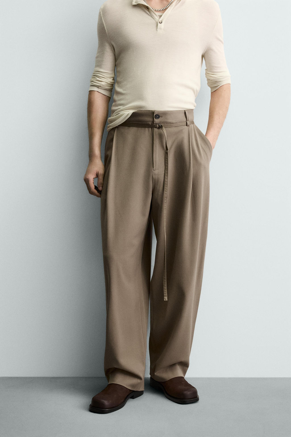 BALLOON FIT TROUSERS WITH PLEATS AND BELT - Zara фото 2