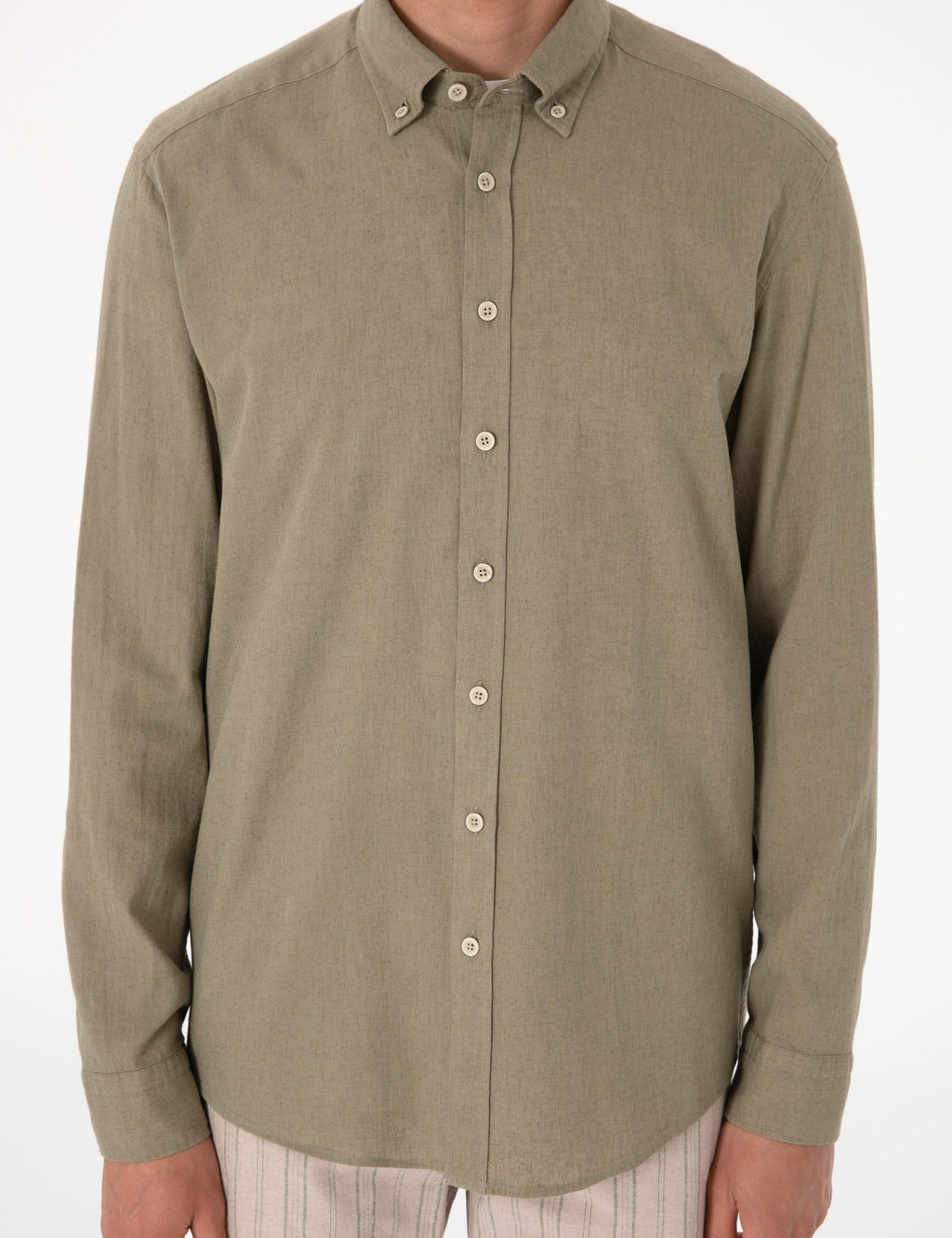 Рубашка Pierre Cardin Regular Fit хаки из льна