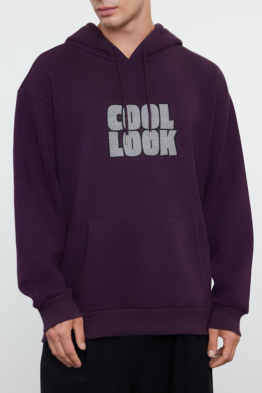 TRENDYOL MAN Mor Oversize/Genis Kesim Kapusonlu Ici Polar/S?cak Tutan Nak?sl? Sweatshirt TMNAW25SW00030 - Trendyolmilla фото 8