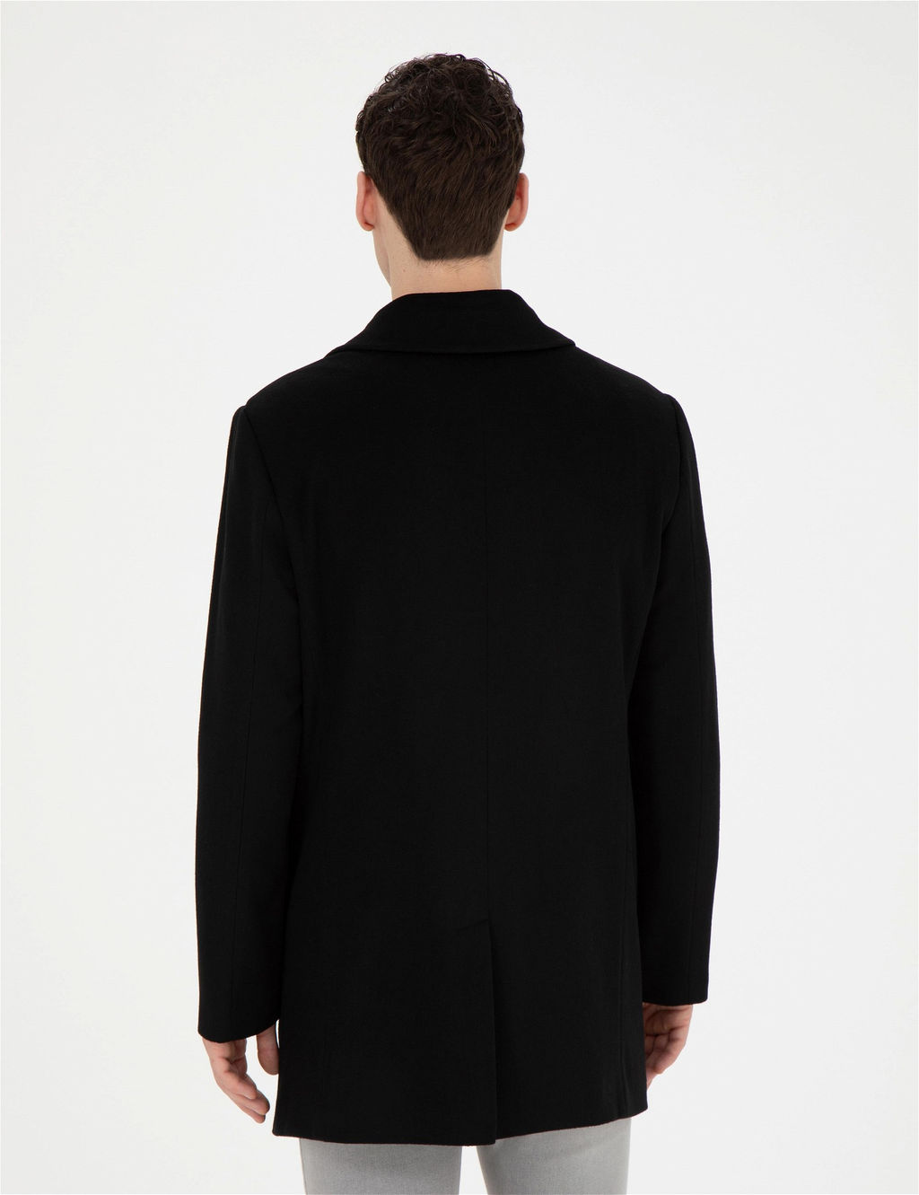 Siyah Y_n Kar___ml_ Slim Fit Ka_e Kaban
