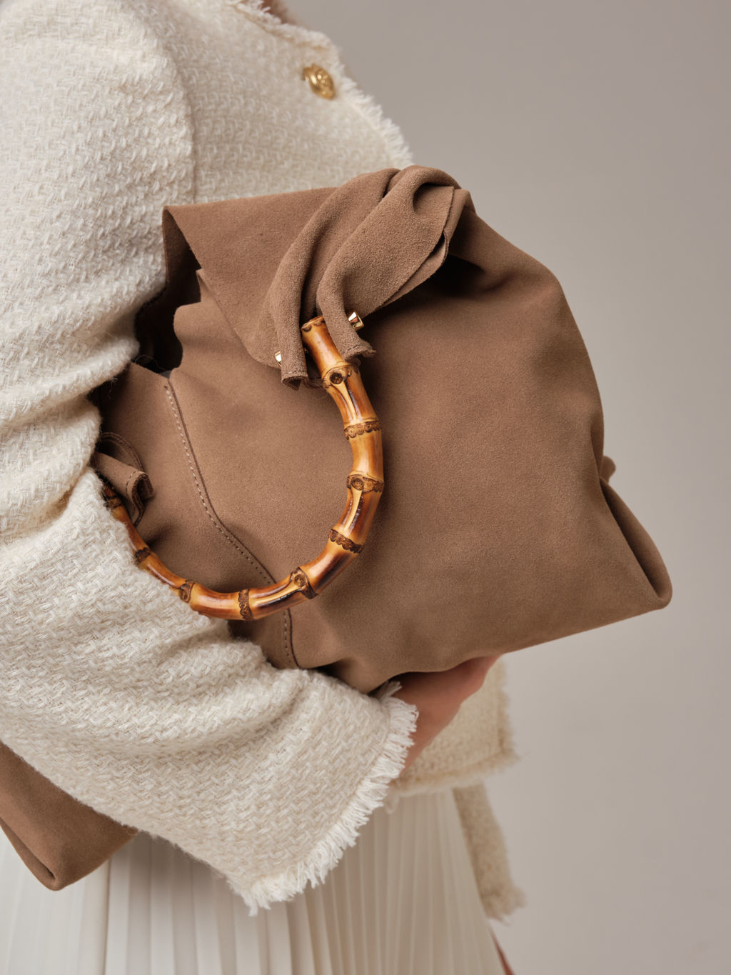 Замшевая сумка Bamboo DBR 30990 серо-коричневый  фото 3