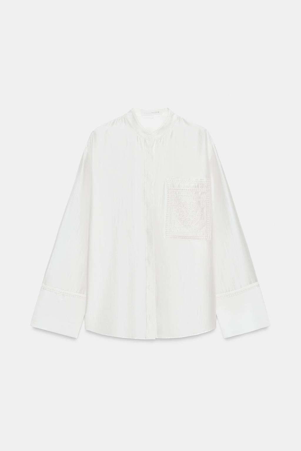 CAMISA BOLSILLO BORDADO ZW COLLECTION / Blanco - Zara фото 11