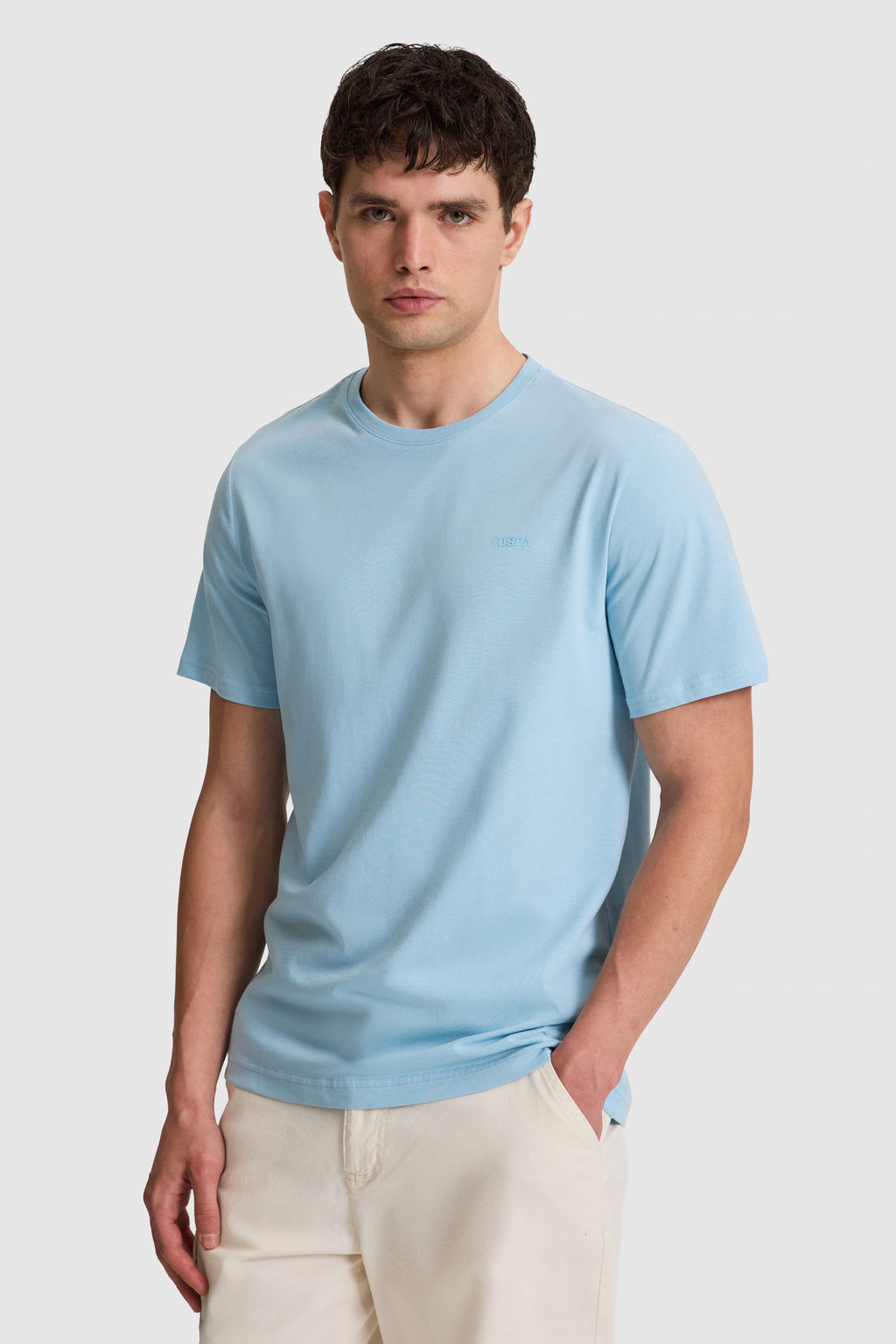 Erkek Mavi Regular Fit Bisiklet Yaka Basic TiЕГrt - U.s. polo assn фото 3