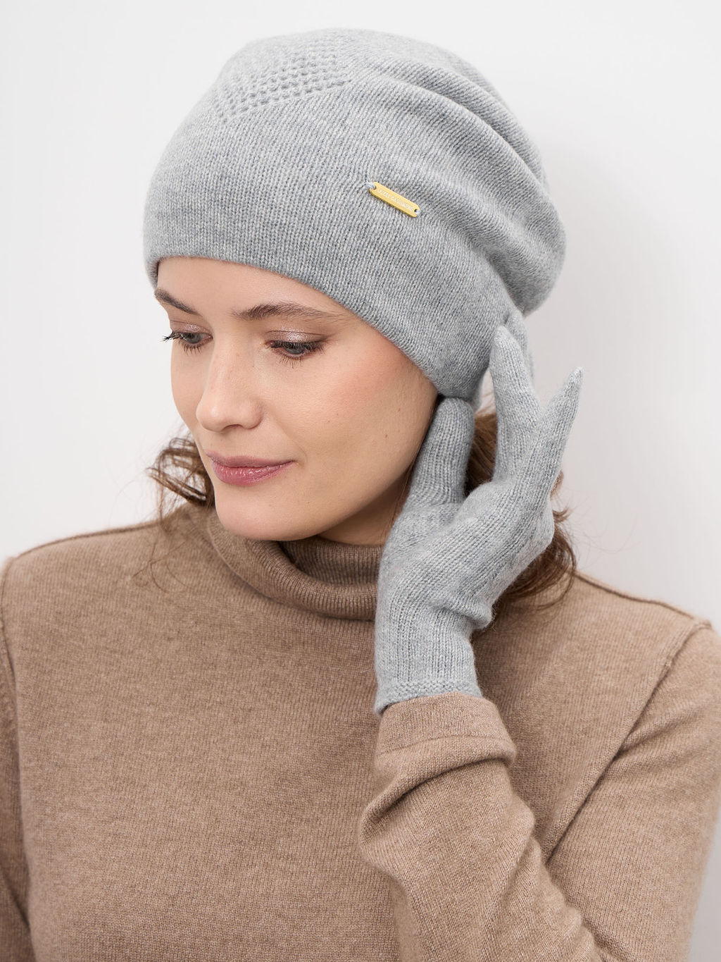 Перчатки из кашемира ULKos серо-голубые