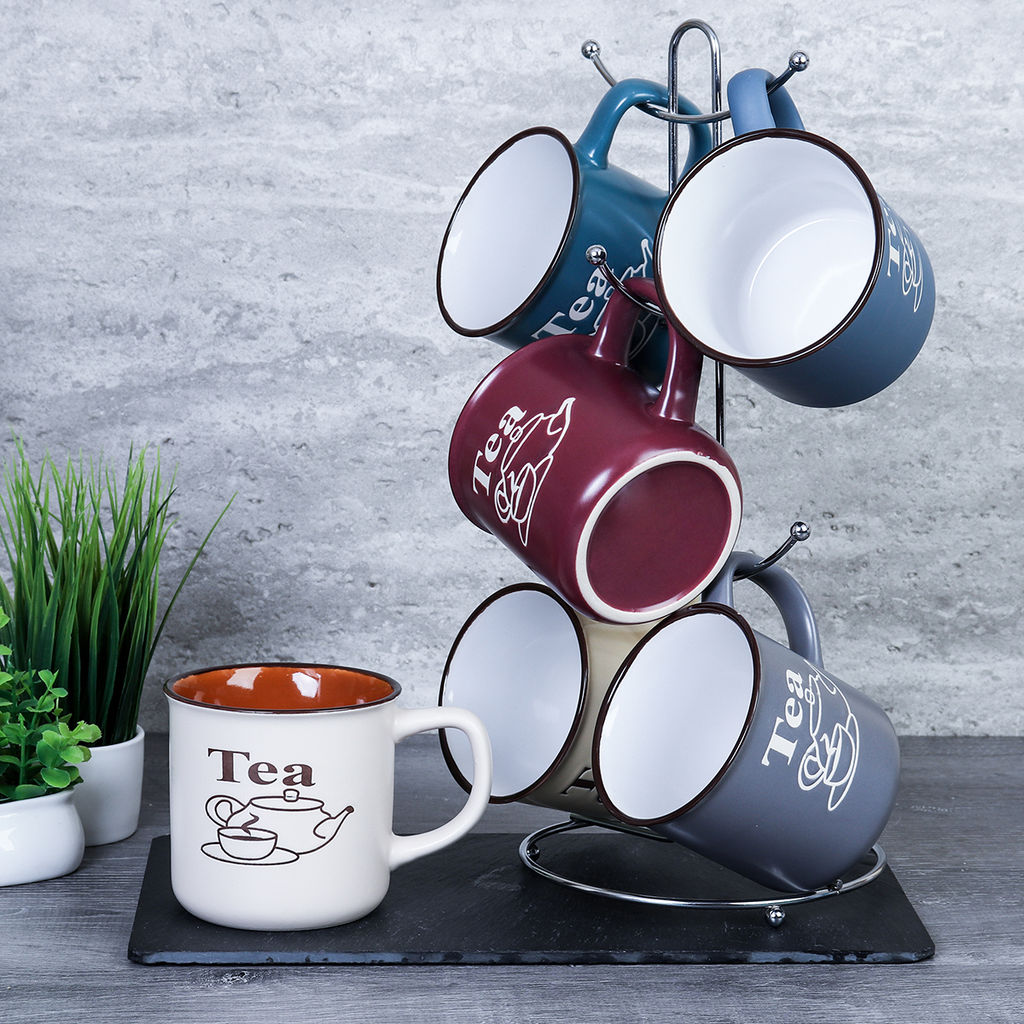 Кружки 6 штук на металлическом стенде 350 мл / 20974-4 / Кофе в подарочной коробке - Галеонтрейд фото 3