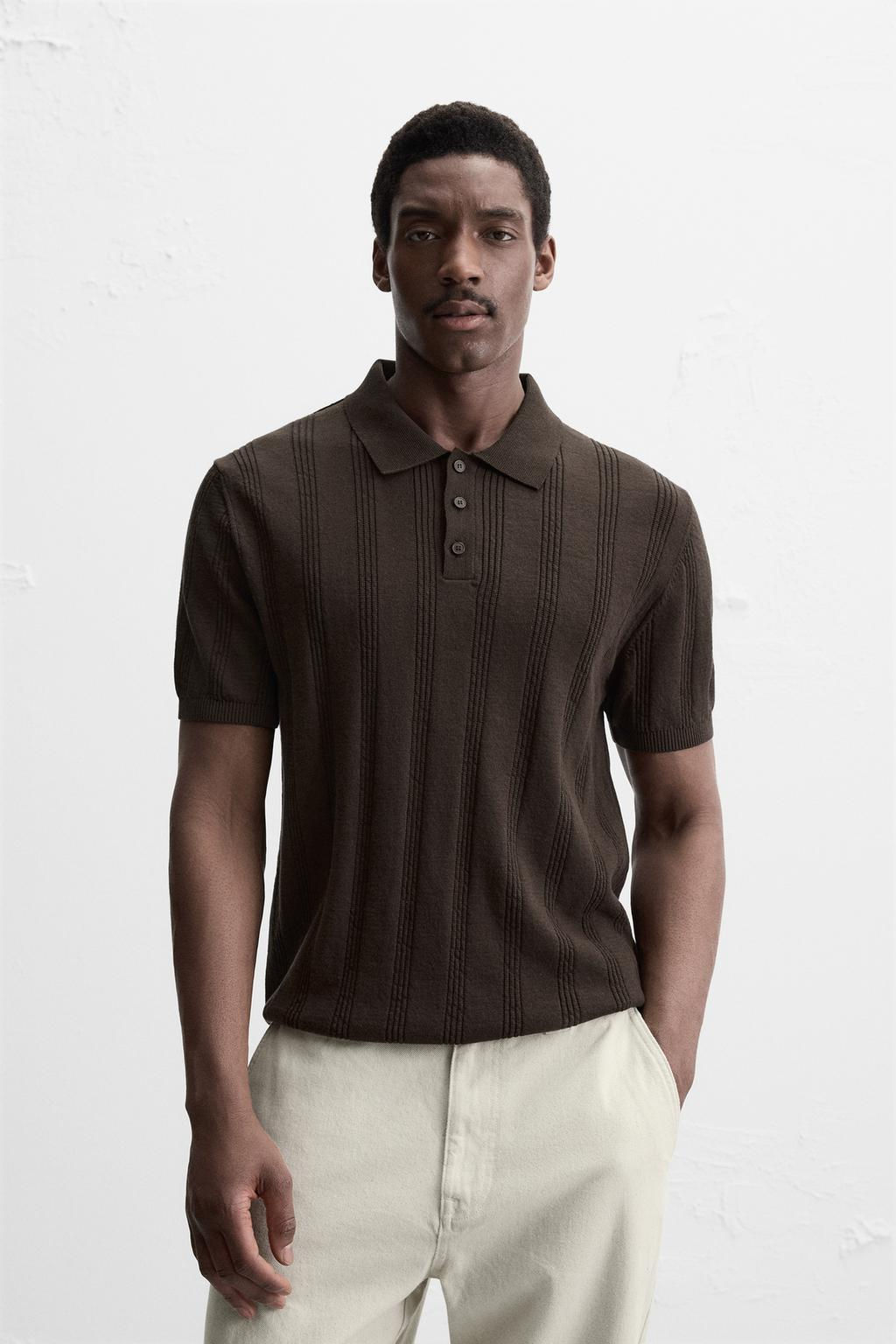 RIBBED KNIT POLO SHIRT - Zara фото 19