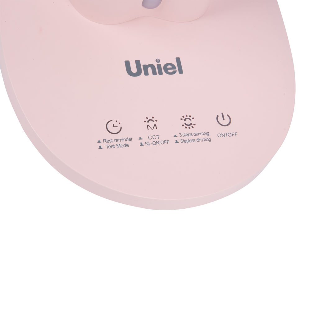 ULM-D150 15W/3000-6500K/DIM PINK Светильник настольный светодиодный с подставкой под телефон и канцелярские принадлежности. С ночной подсветкой. Сенсорный выключатель. Диммер. Розовый. TM Uniel