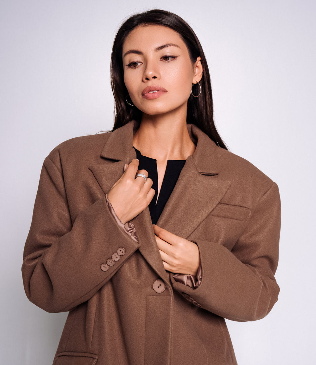 Пальто #ОБШ2850, тёмно-бежевый