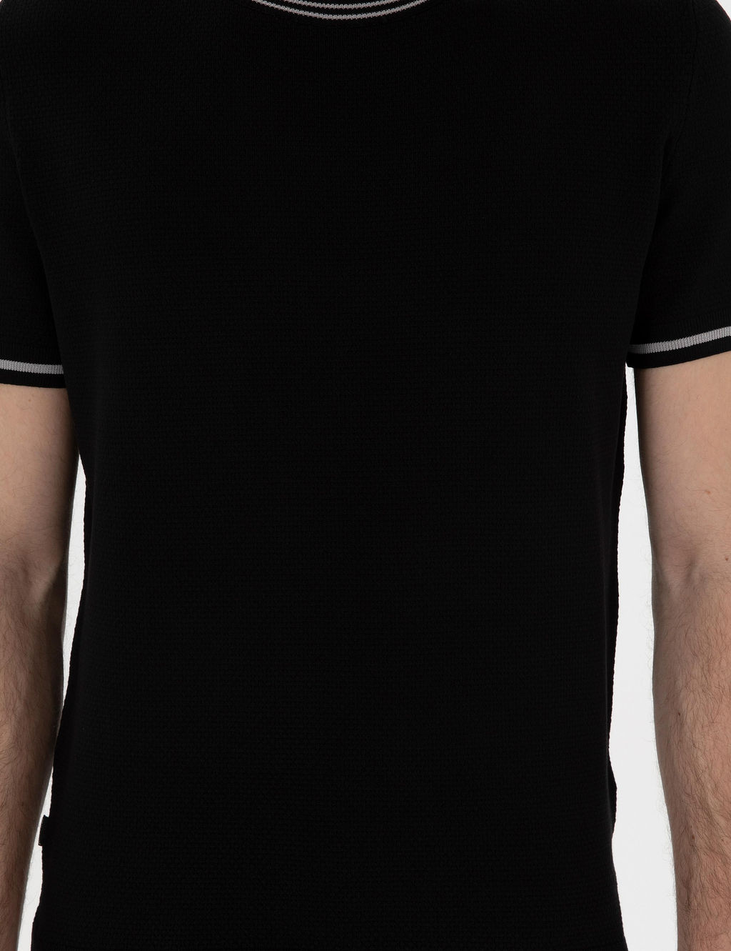 Siyah Slim Fit Bisiklet Yaka Triko Ti__rt - Pierre cardin фото 6