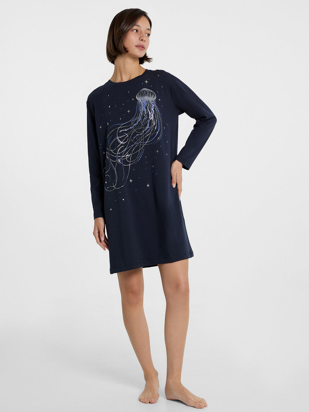 Платье женское домашнее синее с волшебной медузой неви +печать 572388 - Mark formelle фото 2