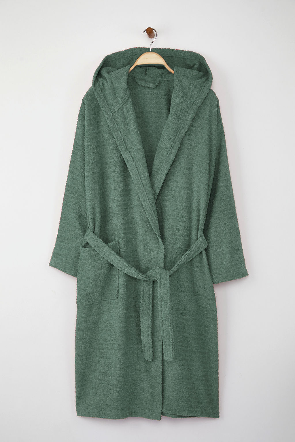 Trendyolmilla Home Ekru Cizgili Baglama Detayl? Unisex Bornoz TPHSS25NZ00000  фото 6