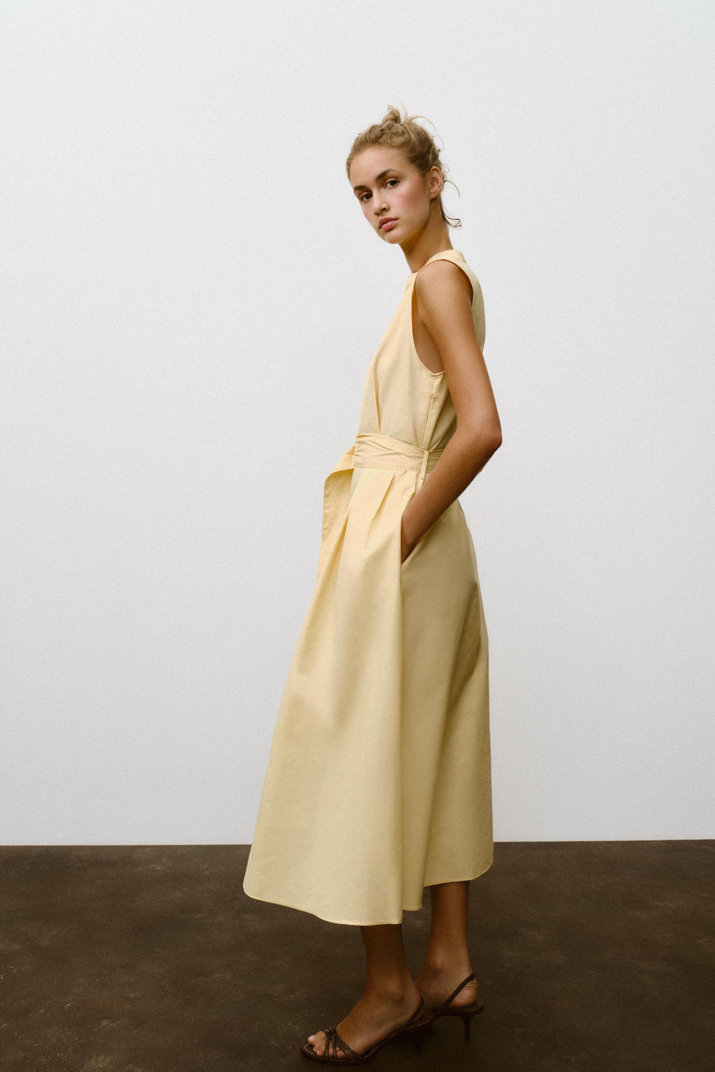 POPLIN MIDI DRESS WITH BELT - Zara фото 14