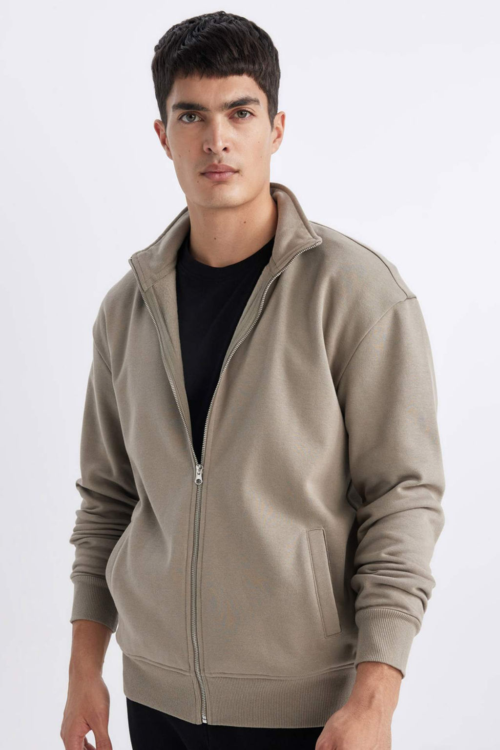 Comfort Regular Fit Rahat Kal?p Dik Yaka Fermuarl? Sweatshirt - Defacto фото 3
