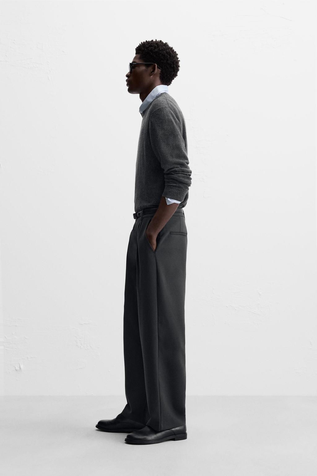 RELAXED FIT PLEATED TROUSERS - Zara фото 4