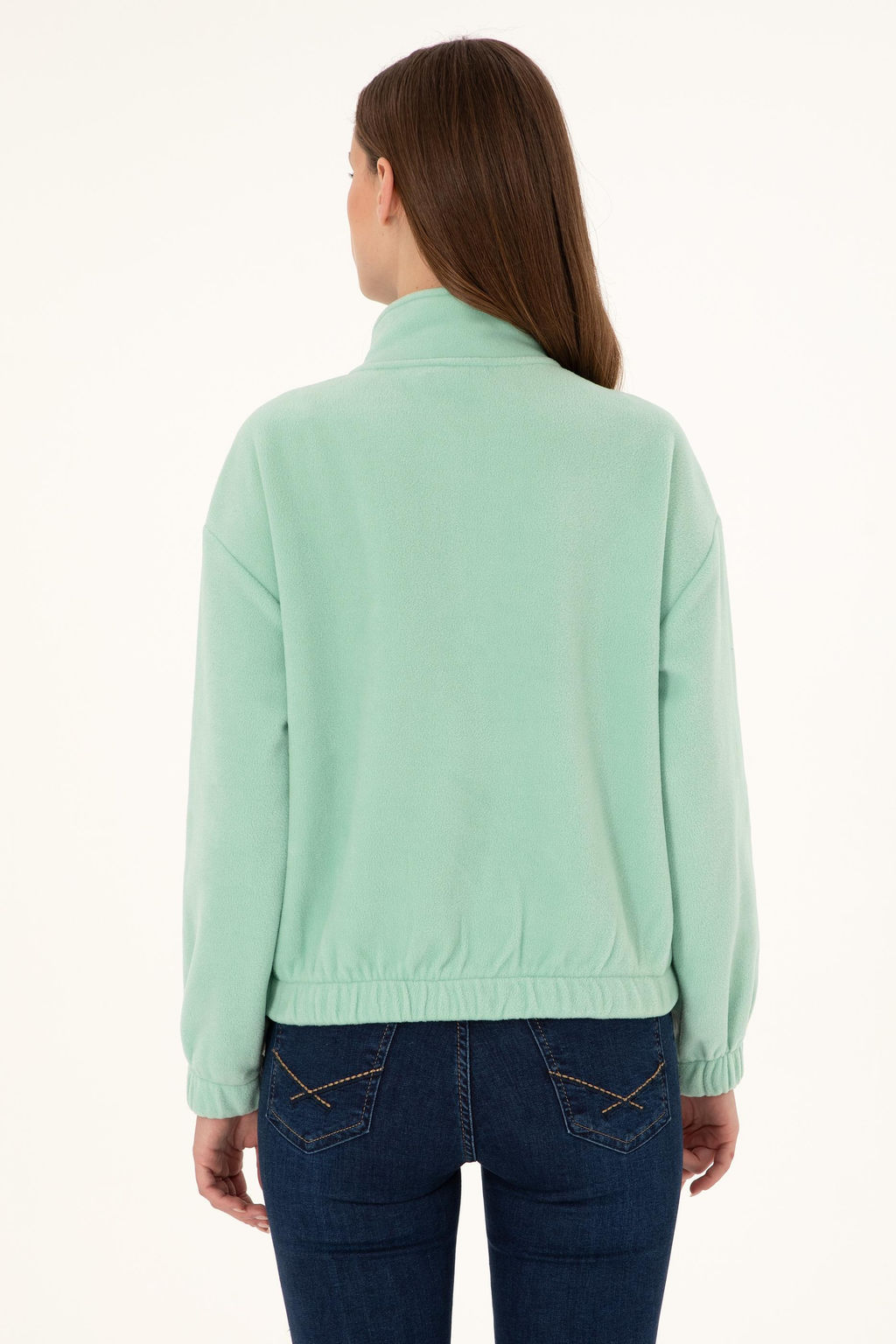 Женский флисовый свитшот зеленого цвета со стойкой на молнии Неожиданная скидка в корзине - U.s. polo assn фото 5