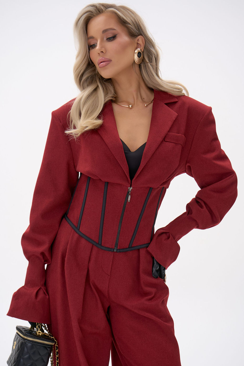 Пиджак  корсет Джуди (бордовый) - Эльза фото 9