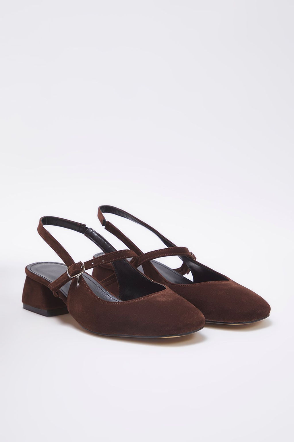 Trendyol Shoes Koyu Kahverengi Suet Mary Jane Blok Topuklu Sandalet TAKSS25TO00075 - Trendyolmilla фото 8