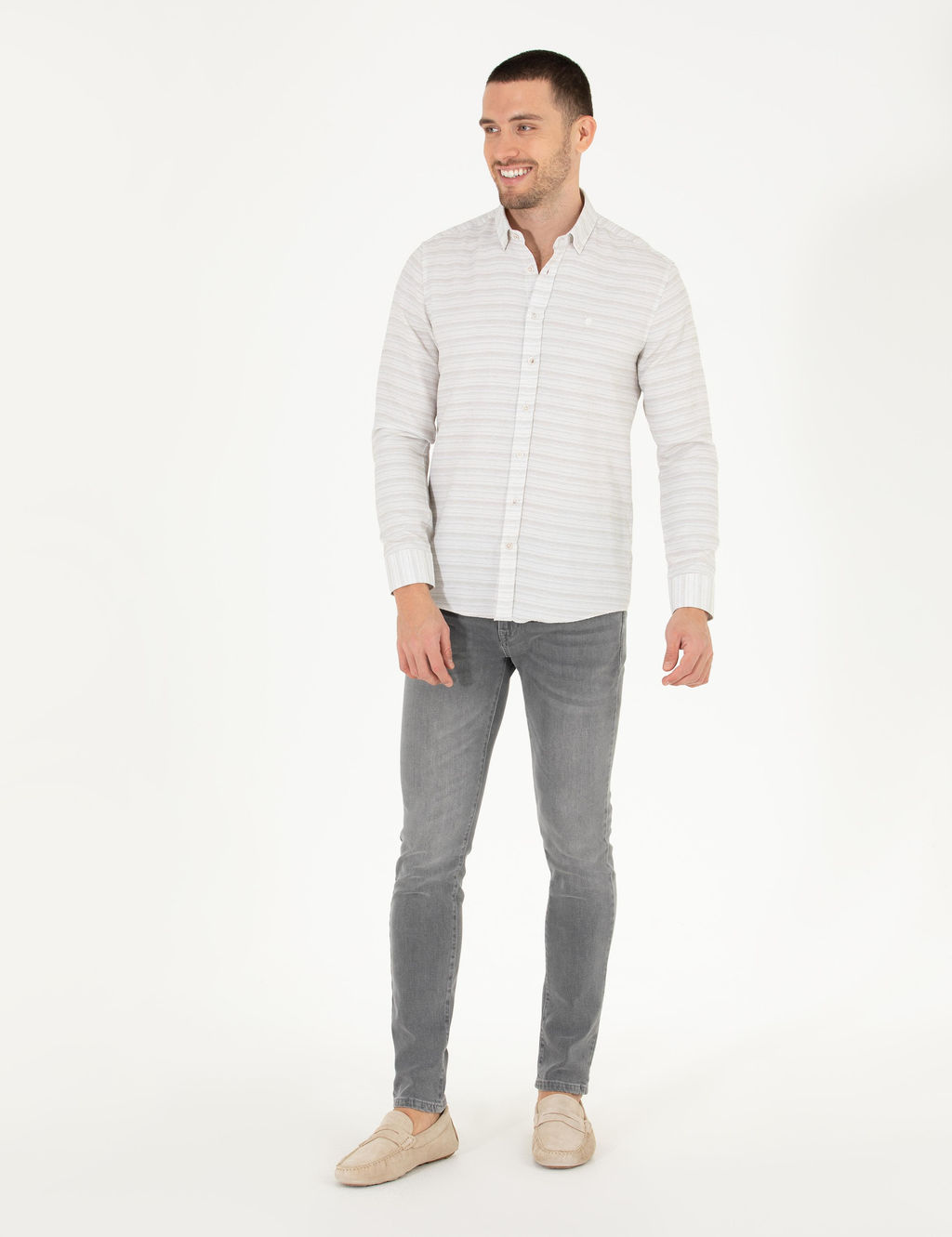 Рубашка Pierre Cardin Slim Fit с длинным рукавом хаки
