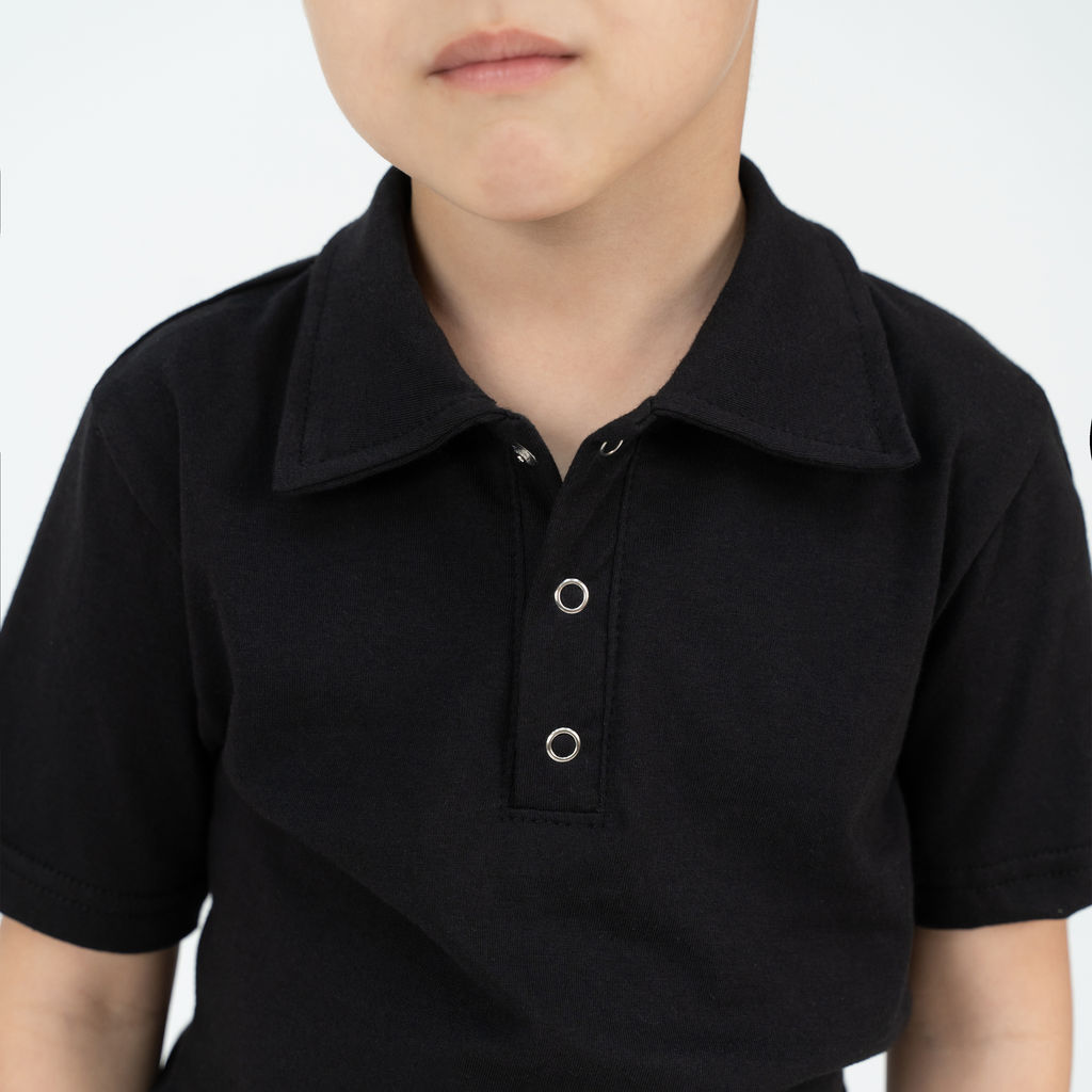 Футболка поло детская черная 659 (140, 72)
