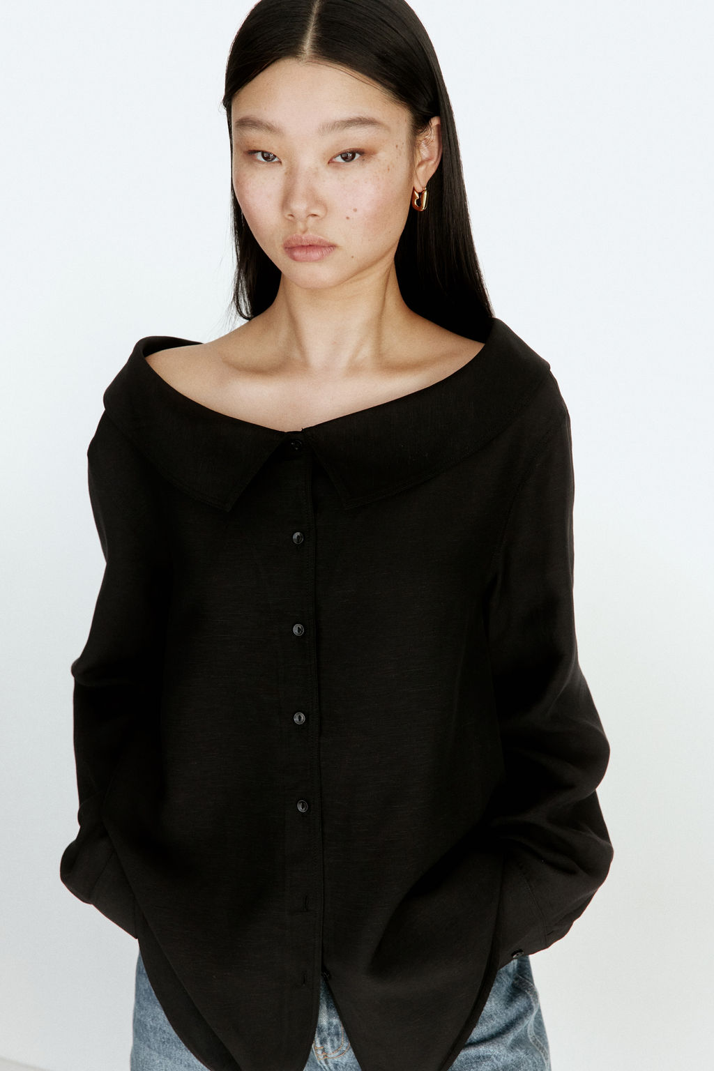 Camisa off-the-shoulder en mezcla de lino - H&m фото 5