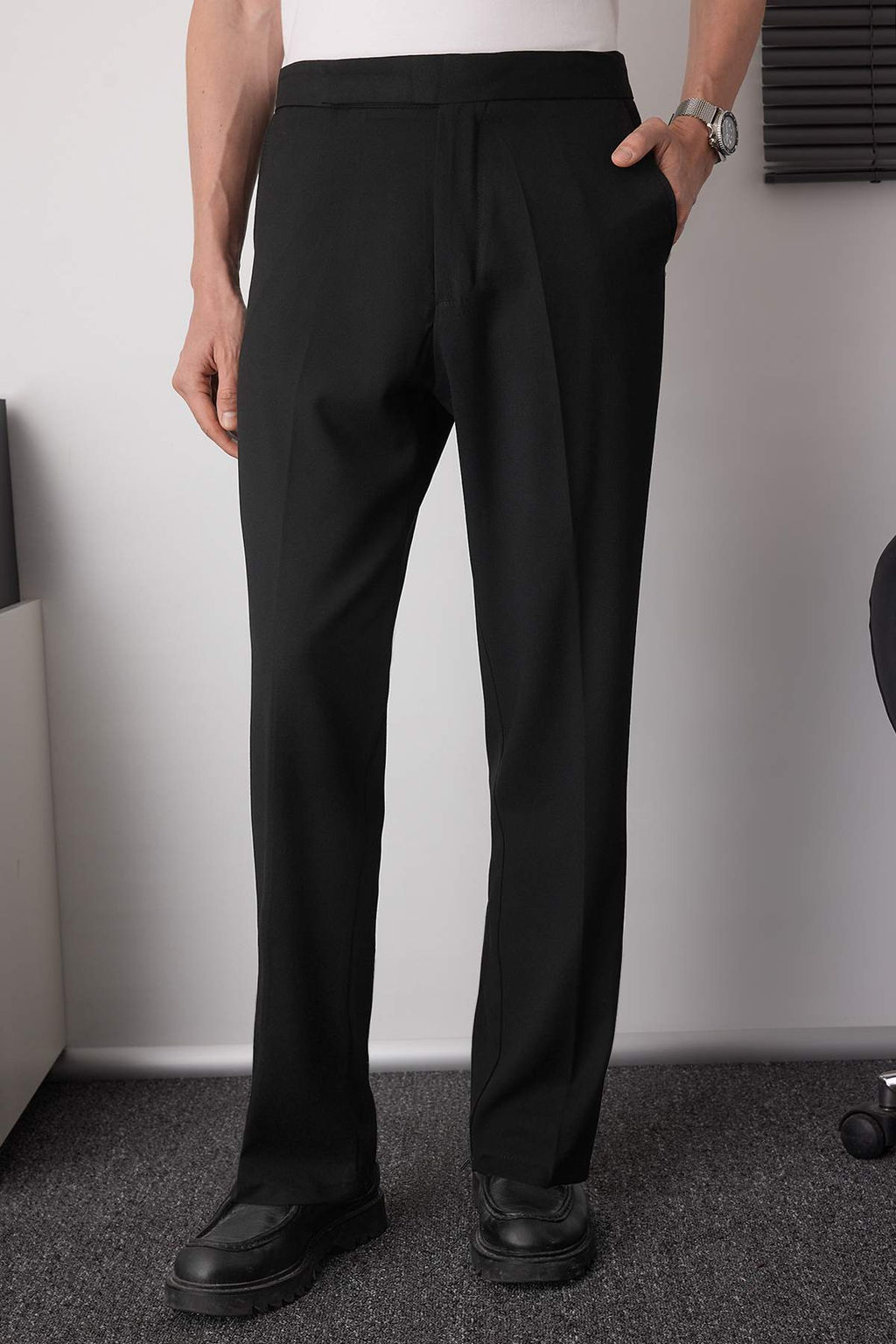 Siyah Erkek Yeni Italyan Kesim Kumas Pantolon TMNAW26PL00016 - Trendyolmilla фото 27