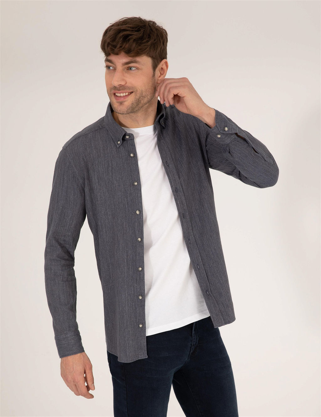 Mavi Slim Fit Uzun Kollu G_mlek