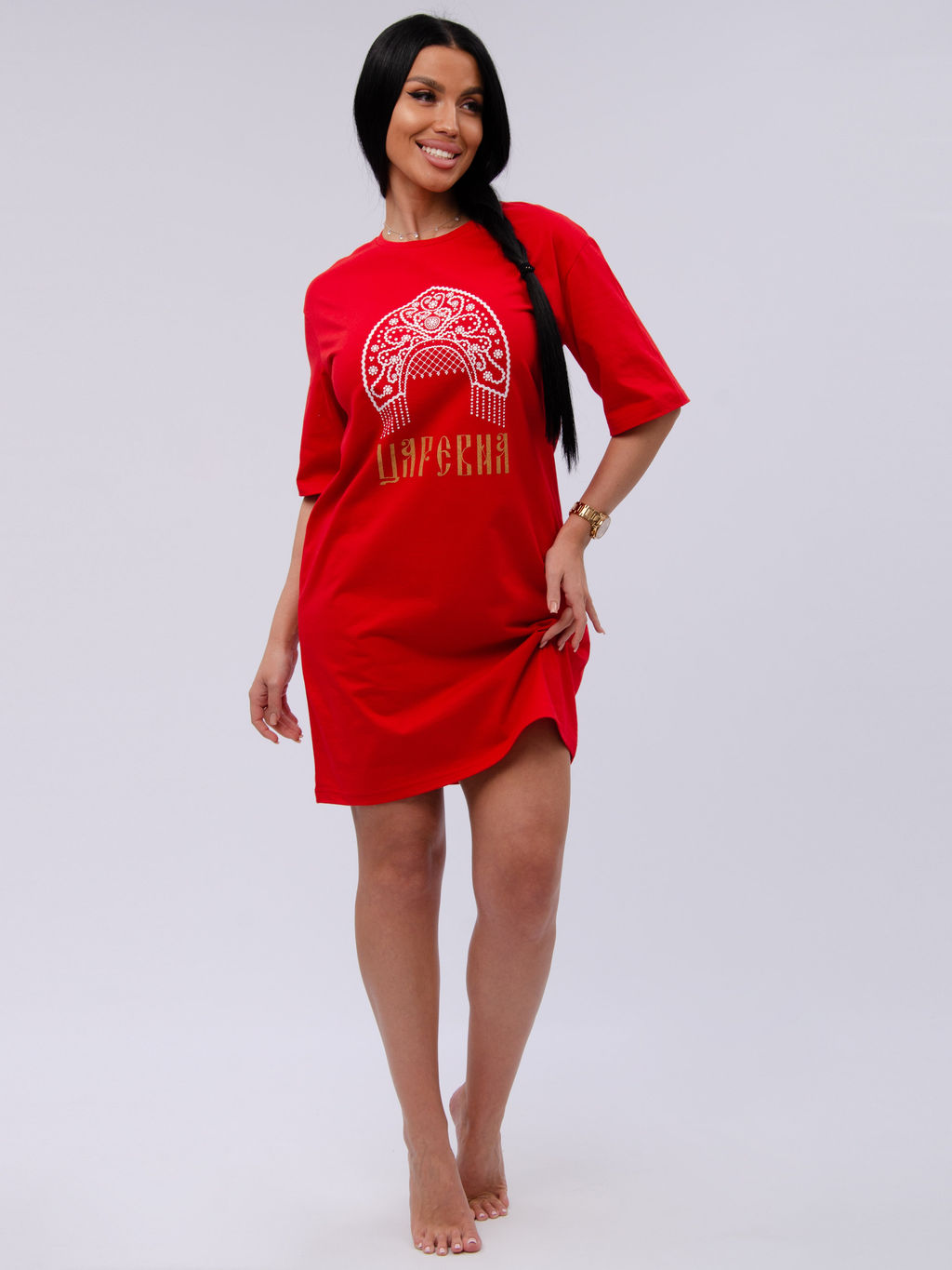 Сорочка "Царевна 3" красная, трикотаж