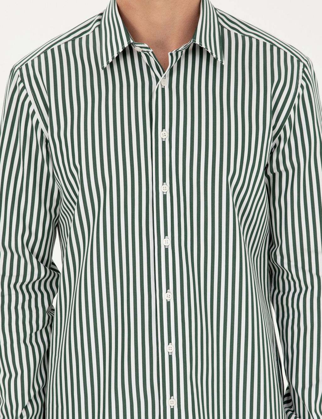 Темно-зеленая приталенная рубашка с длинным рукавом - Cacharel фото 6