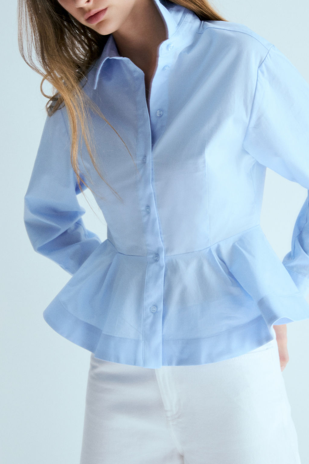 Poplin peplum shirt - H&m фото 3