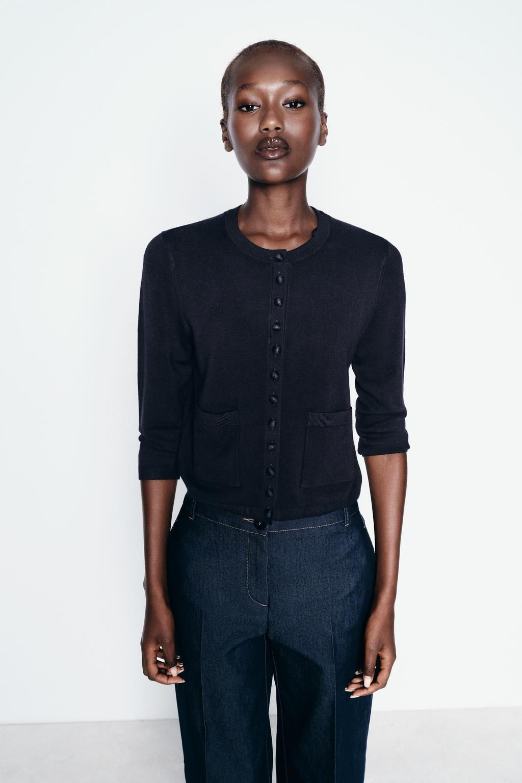 PLAIN KNIT 3/4 SLEEVE CARDIGAN - Zara фото 3