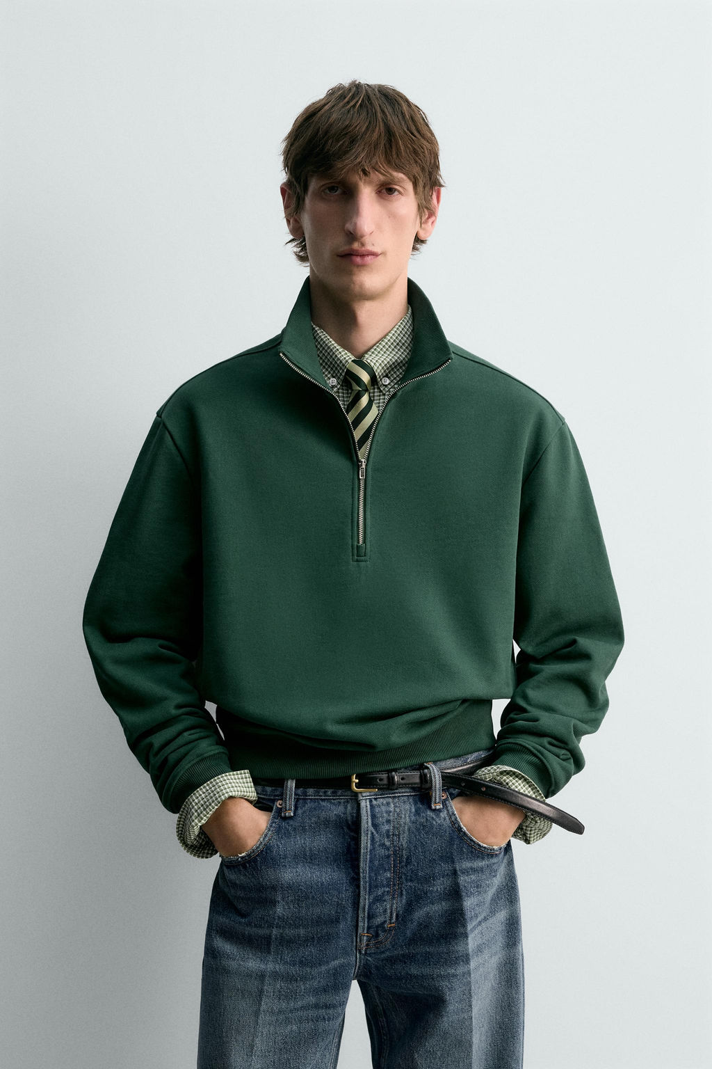 SUDADERA REGULAR FIT CUELLO CREMALLERA / Verde - Zara фото 2
