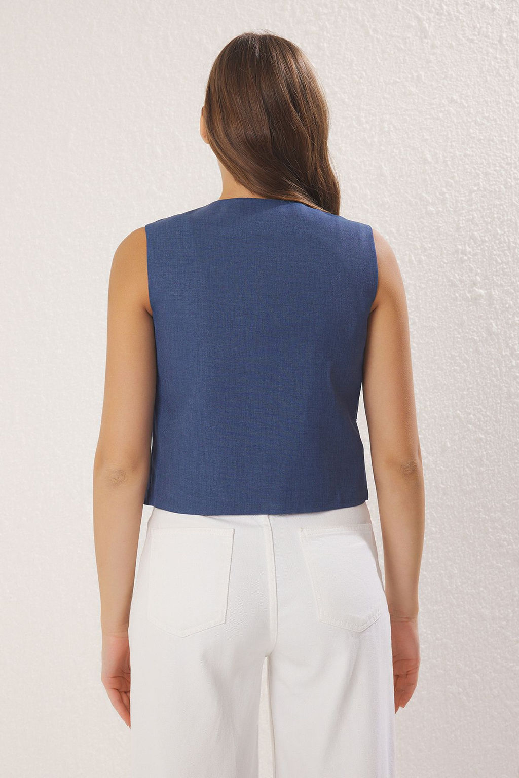 Indigo Keten Gorunumlu Nak?sl? Yelek TWOSS25YE00111