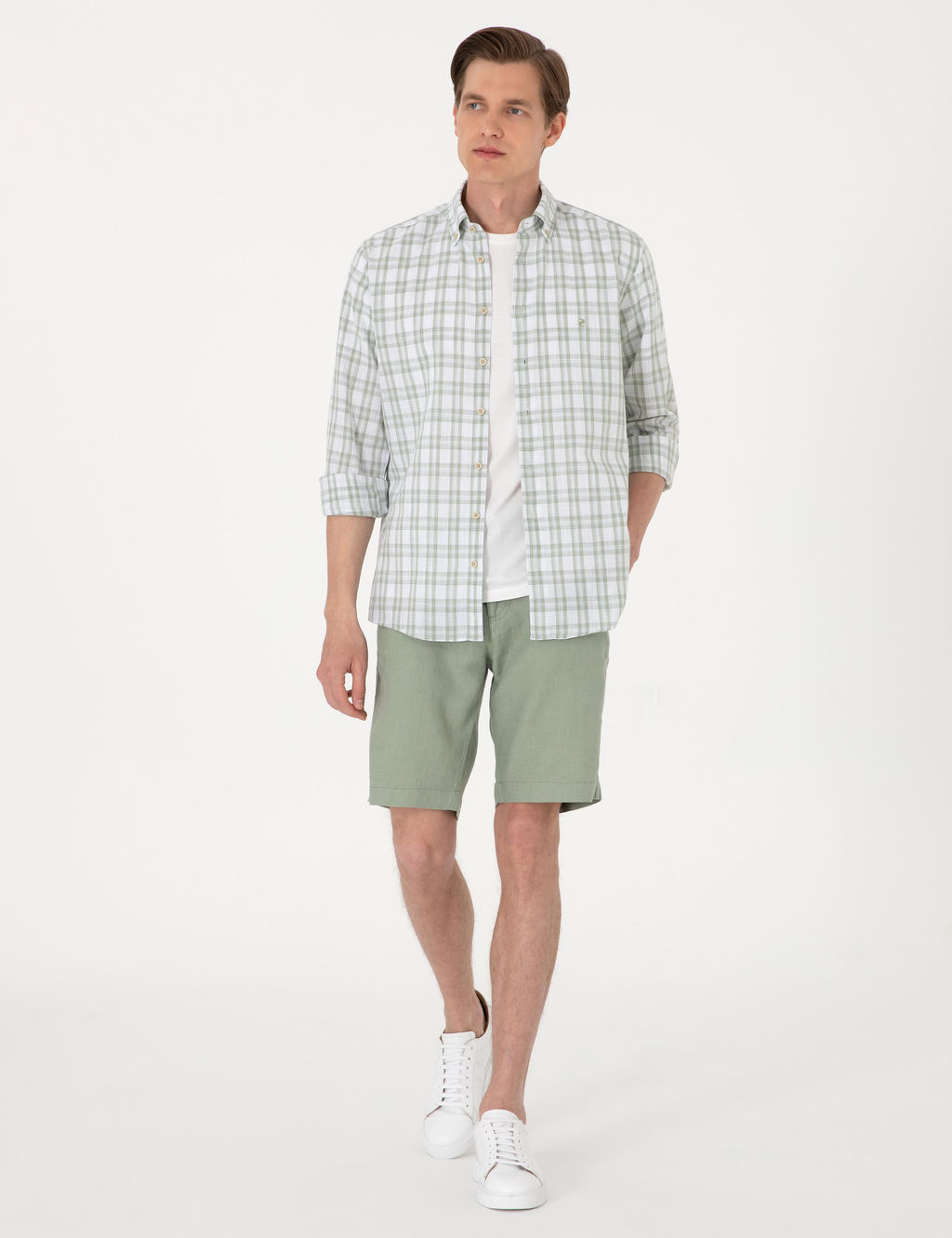 Ye_il Regular Fit Ekose Uzun Kollu G_mlek - Pierre cardin фото 4