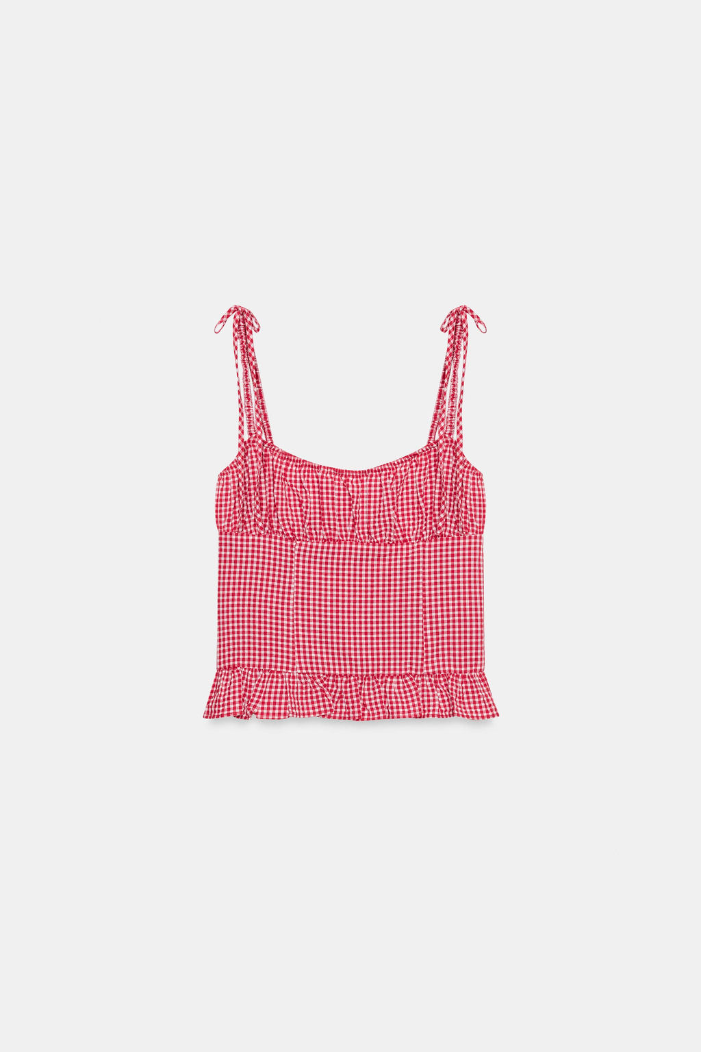 TOP FRUNCES CUADRO VICHY / Rojo / Blanco - Zara фото 5