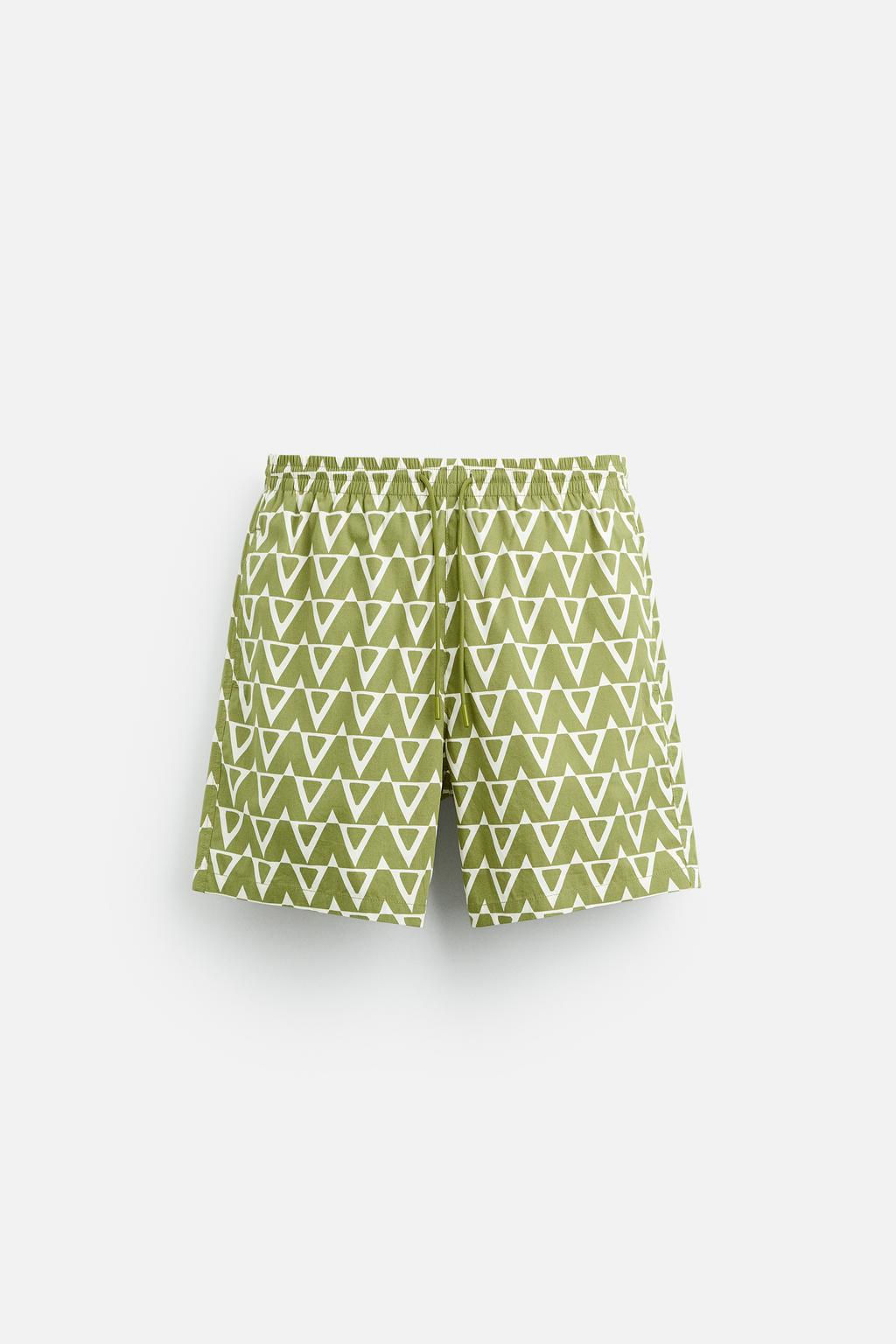 LONG GEOMETRIC PRINT SWIMMING TRUNKS - Zara фото 6