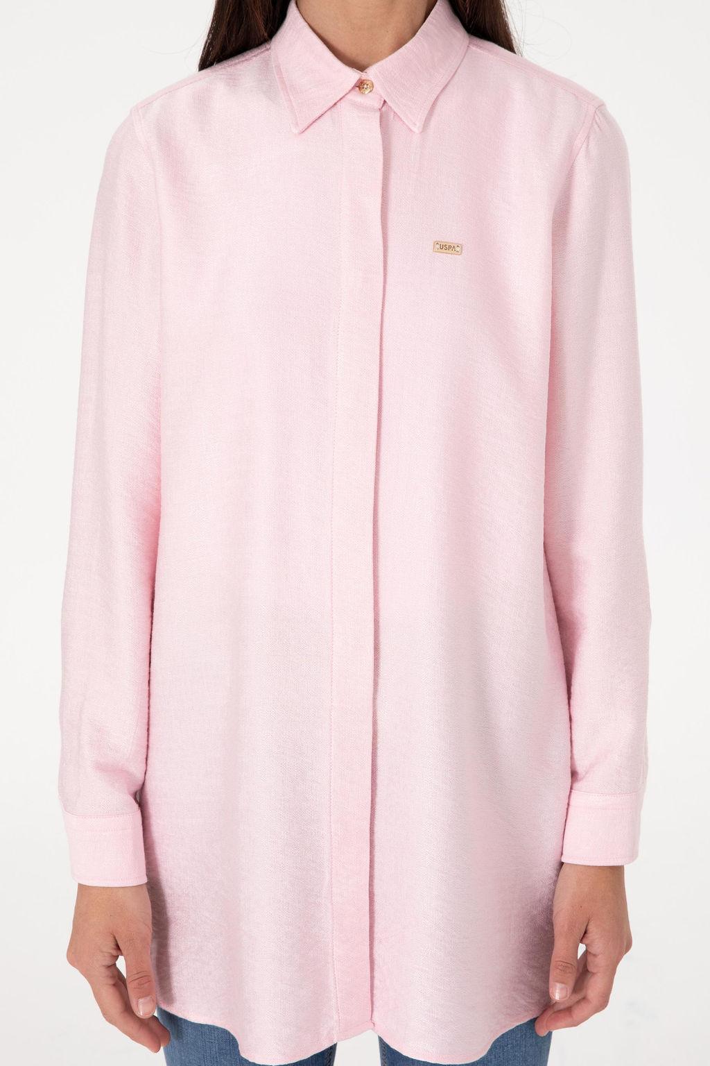 Kad_n A__k Pembe Dokuma Tunik G_mlek
