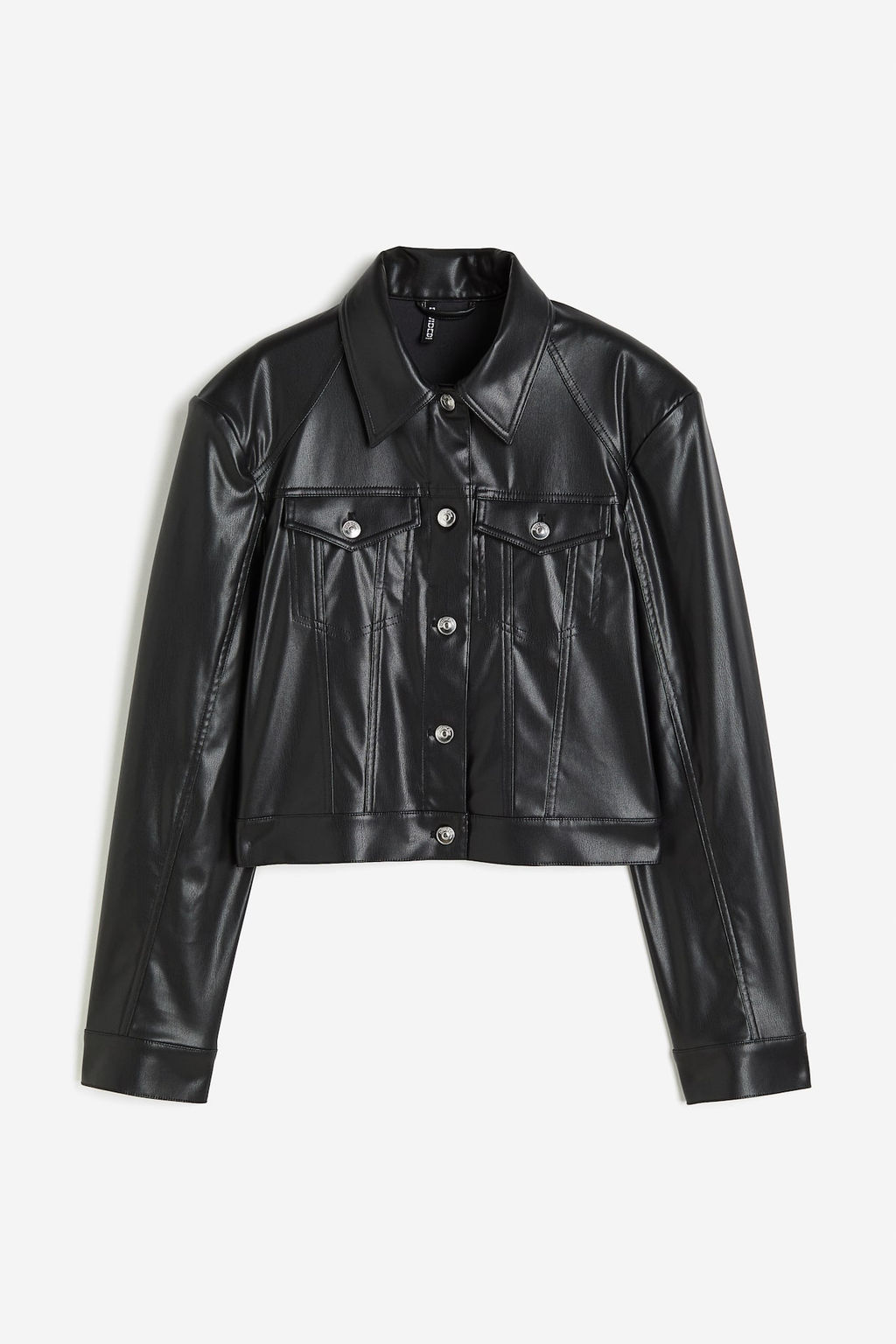 Chaqueta en tejido revestido con hombreras