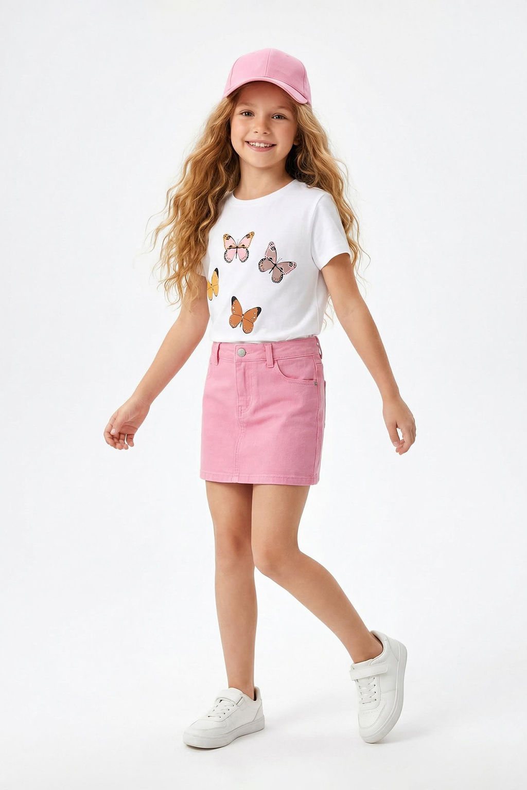 Beyaz K?z Cocuk %100 Pamuk Kelebek Desenli Regular/Normal Kal?p K?sa Kol Orme T-Shirt TKDSS24TS00041 - Trendyolmilla фото 8