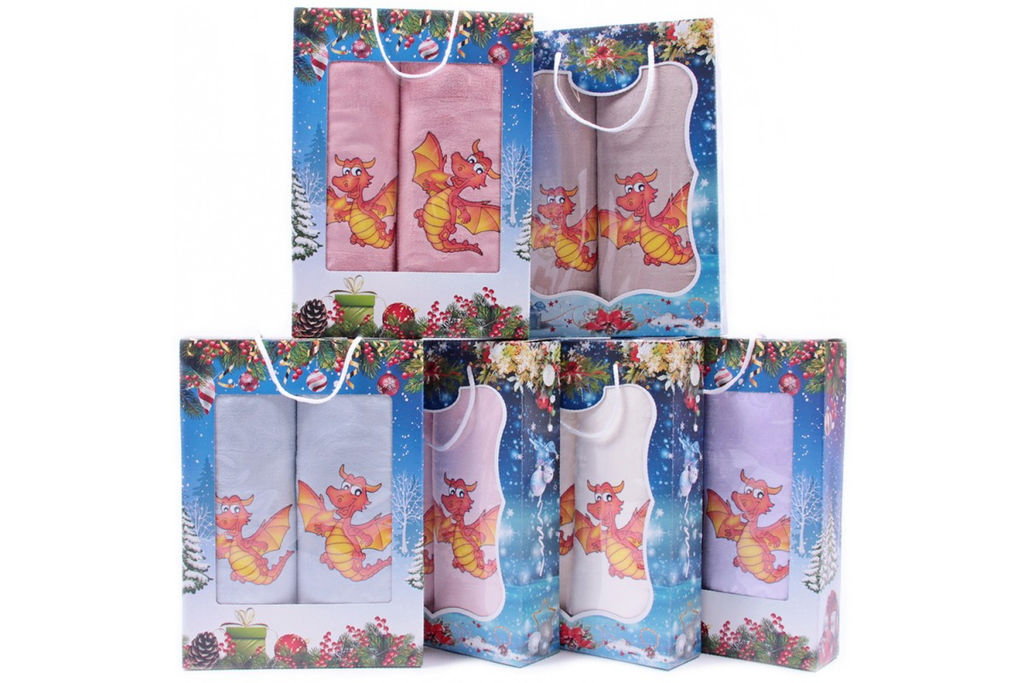 Набор полотенец микрофибра Дракошкино сердце D-X-M-66 в коробке Б+Л