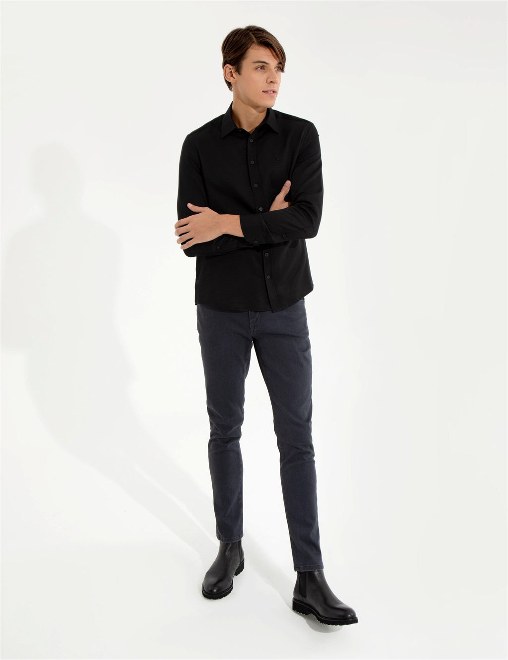 Antrasit Slim Fit Jean Pantolon