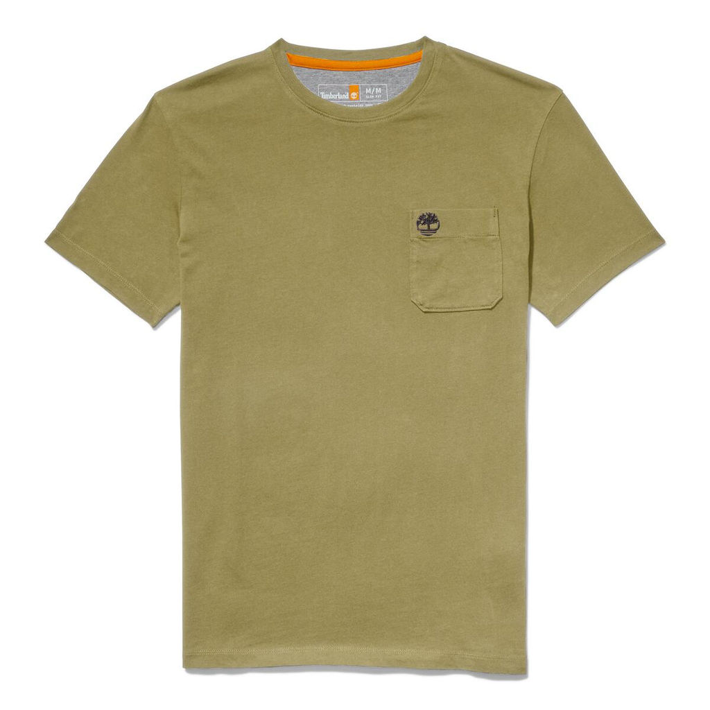 Футболка Timberland T-Shirt Dunstan River Pocket Slim зеленая  фото 5