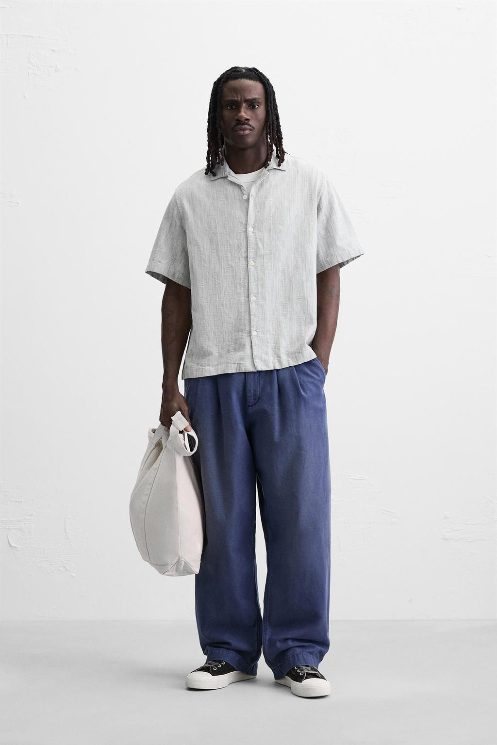 TEXTURED DENIM SHIRT - Zara фото 9